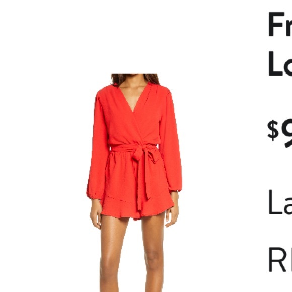 Vibrant Red Long Sleeve Romper - Picture 3 of 5